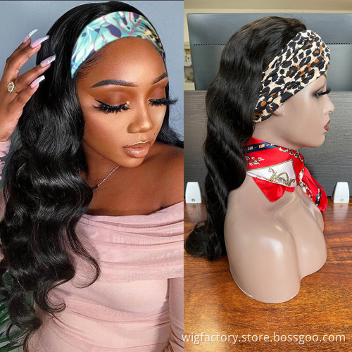 factory price wigs with head band,free head band for head band wig curly,pure human hair wigs with head band for black woman